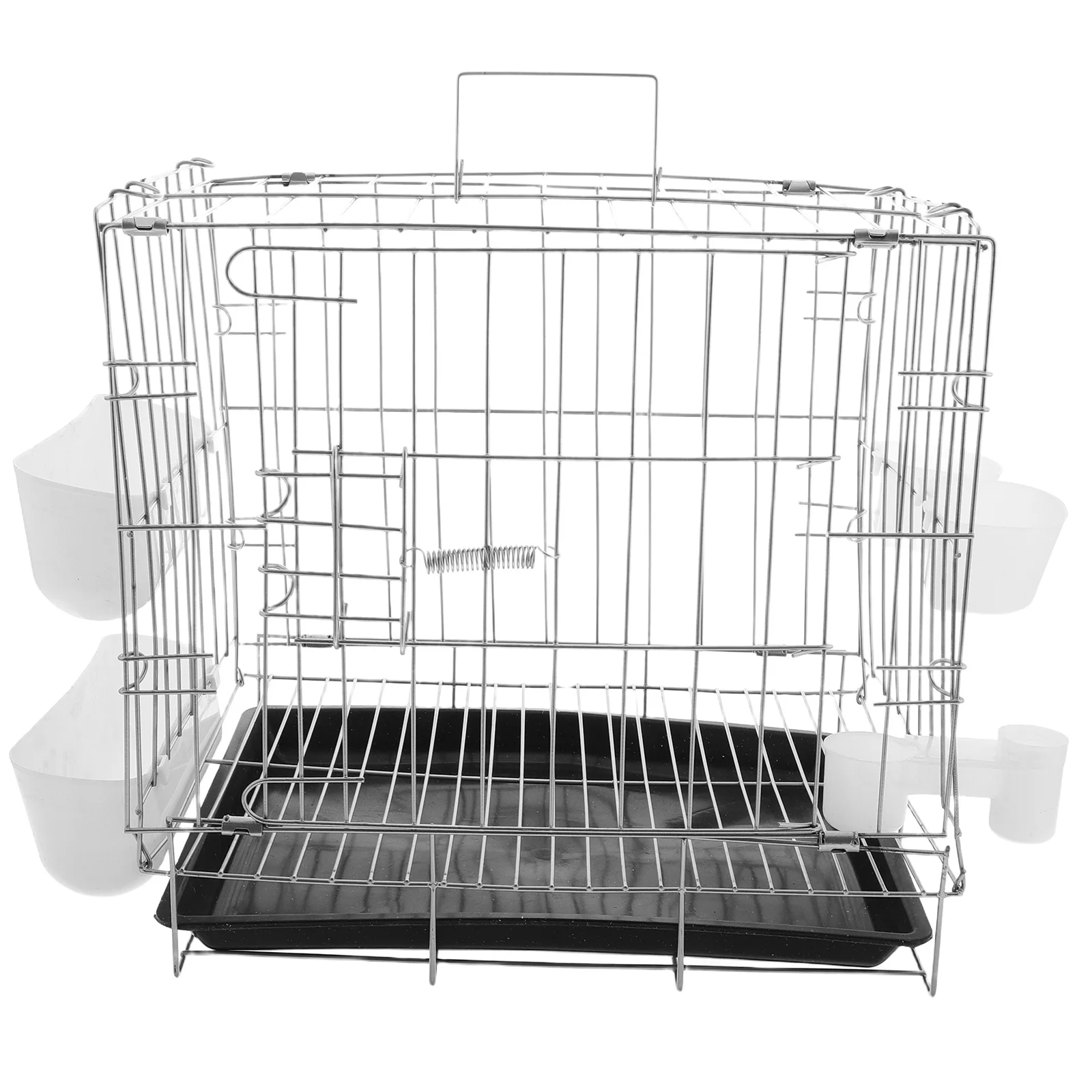 

Pigeon Cage Canary with Tray Bird Feeding Rack Breeding Crate Strap Travel Chicken Transport