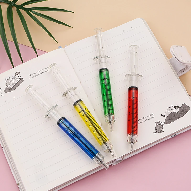 1pc Injection Type Red Blue Color Ball Point Pen Doctor Nurse Gift Liquid Pen  Transmission Syringe Pens