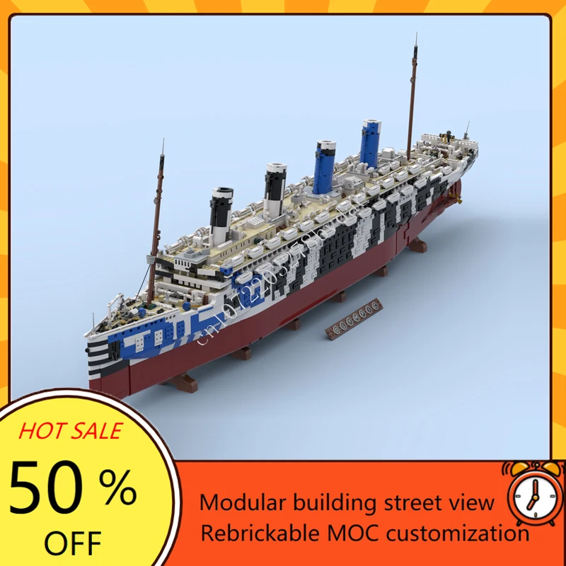 10615PCS MOC HMT Olympic Building Blocks Warship Model Technical Bricks Set DIY Assembly Creative Kids Puzzle Toy Xmas Gifts