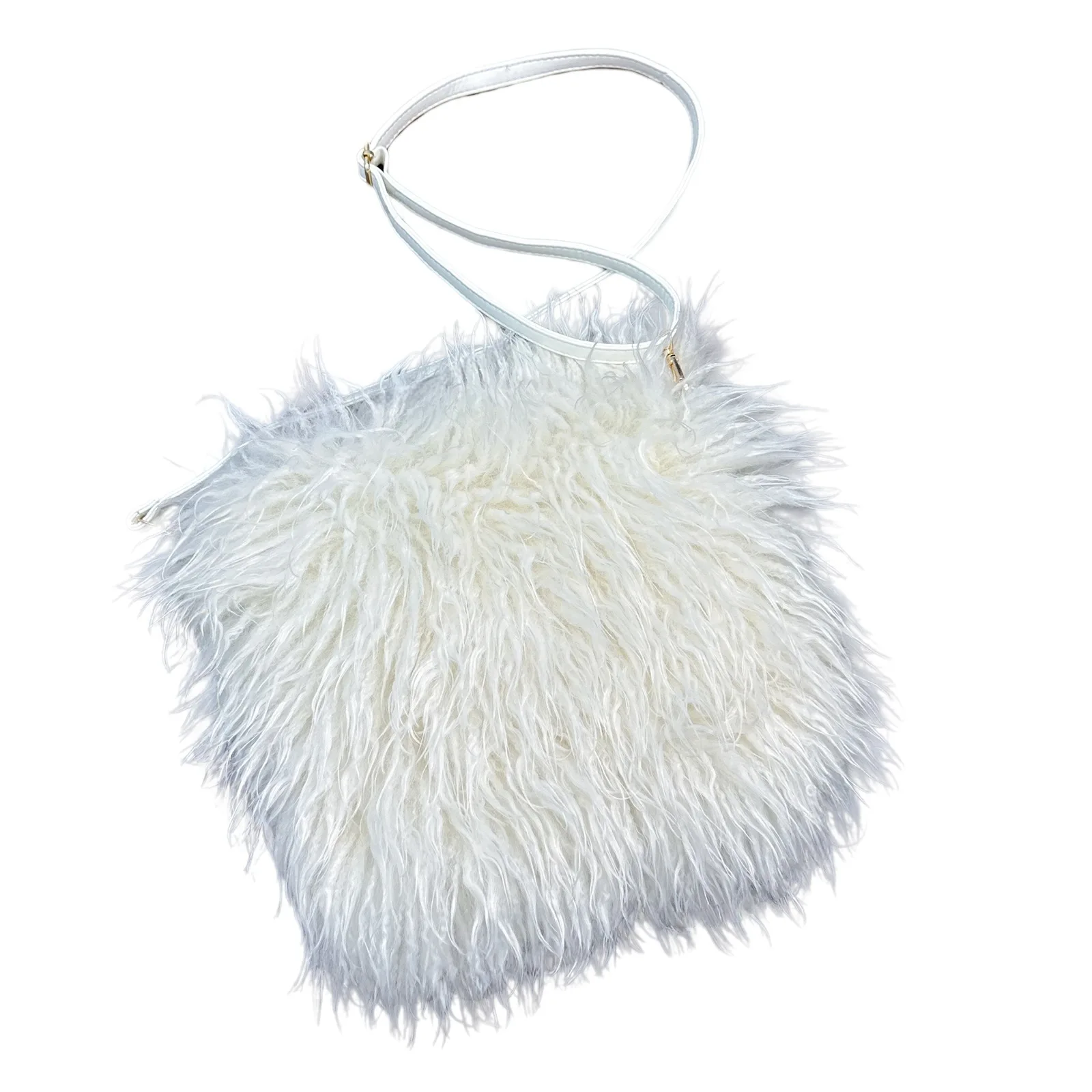 2025 New Cross-border Y2K Hot Girl Faux Sheep Fur Hand Warmer Bag, Women European Style Plush Single Shoulder Furry Purse
