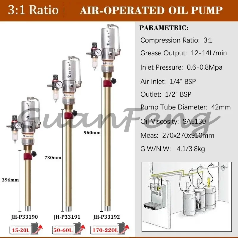 55 gallon oil drum pneumatic motor drive trolley pump