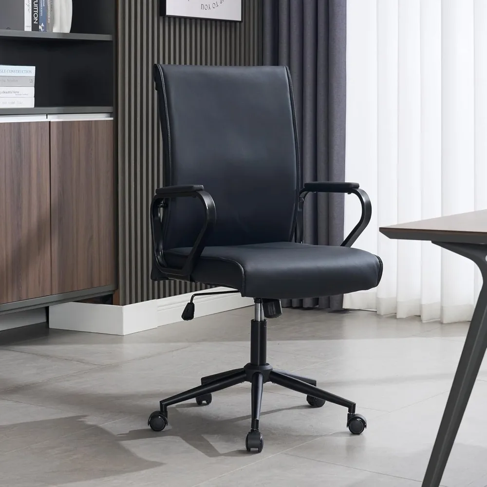 Office Desk Chair, Ergonomic Leather Modern Conference Room Chairs, Executive Height Adjustable Swivel Rolling Chair for