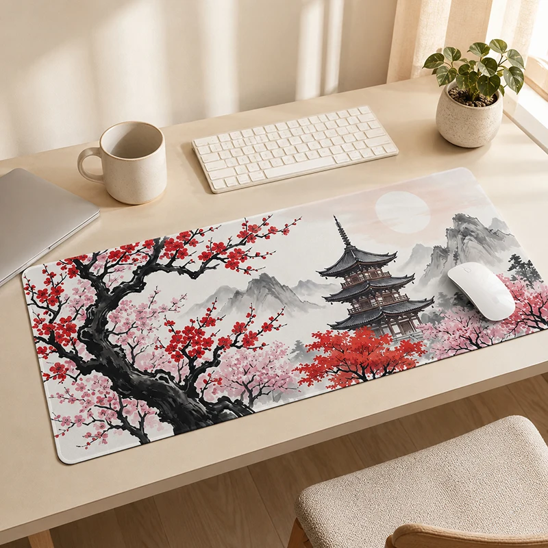 Mouse Pad Cherry Blossom Pagoda Gaming XL Home Custom New HD Mousepad XXL Mechanical Keyboard Pad Soft Office Mouse Mats