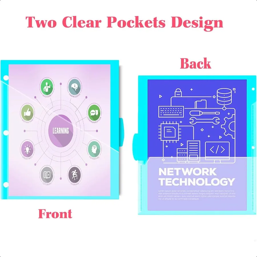 5Tab พลาสติก Binder แบ่ง 2 กระเป๋า 3 ชุด 15 pcs Multicolor กระเป๋าแบ่ง 3 หลุมสําหรับ 3 แหวน Binders Bividers