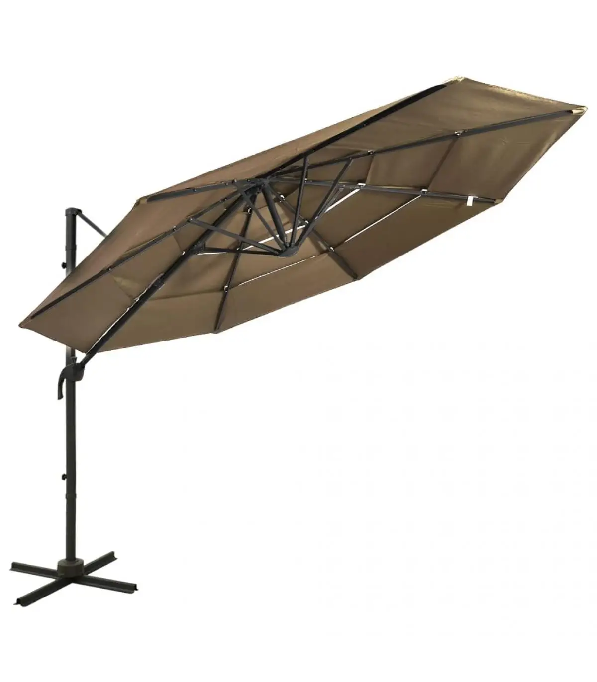 4 level umbrella with taupe gray aluminum pole 3x3 m