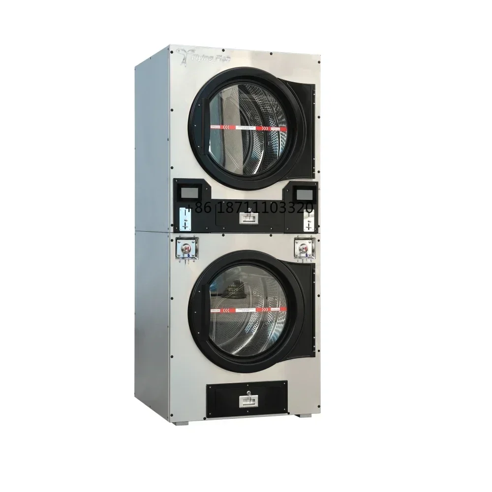 Laundromat commercial Laundry Machine 12 to 25kg Fully Automatic Coin Card Operated Stacked Washing Machine and Drying Machine