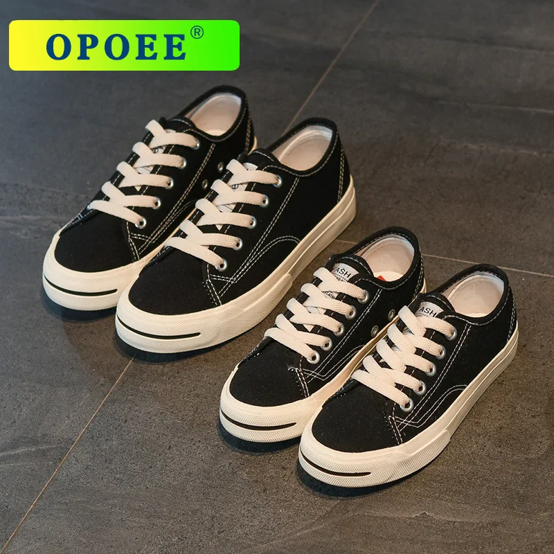 

Board Shoes Boys Girls New Fashion Canvas Shoes Children Lace Up Low Top Breathable Flat Kids Soft Sole Non Slip Casual Shoes