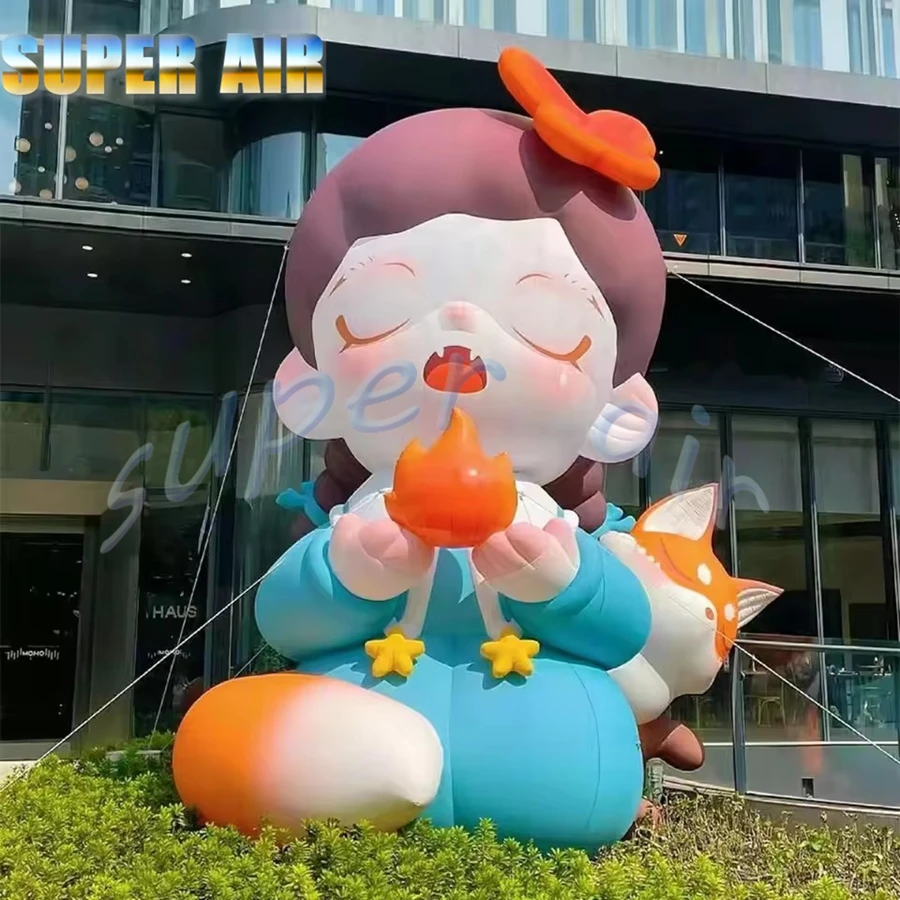 カスタマイズ可能なファッショナブルなデザインの素敵なインフレータブル漫画キャラクターモデル、装飾用インフレータブルガール