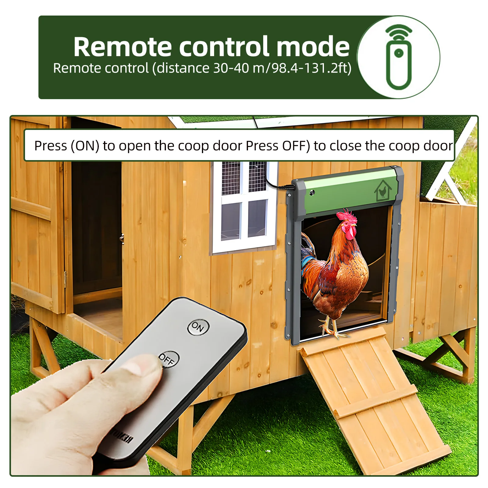 Solar Powered Chicken Door Automatic Chicken Coop Door with Timer / Light Sensor / Remote Control / Manual Mode Aluminum Alloy