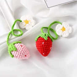 New Handmade Crochet Strawberry Knitted Hanging Ornament Flower Handbag Decor Knitting Key Pendant Kid Gift DIY