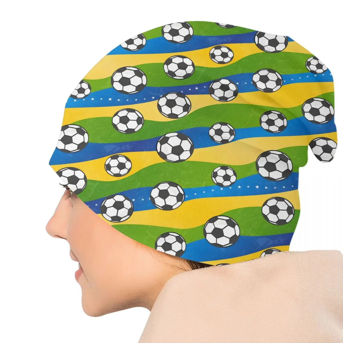 مخصص كرة القدم كرة القدم والهدف البط البري نمط Skullies Beanies قبعات شتاء دافئ محبوك قبعة الكبار للجنسين الساخن بونيه القبعات #5