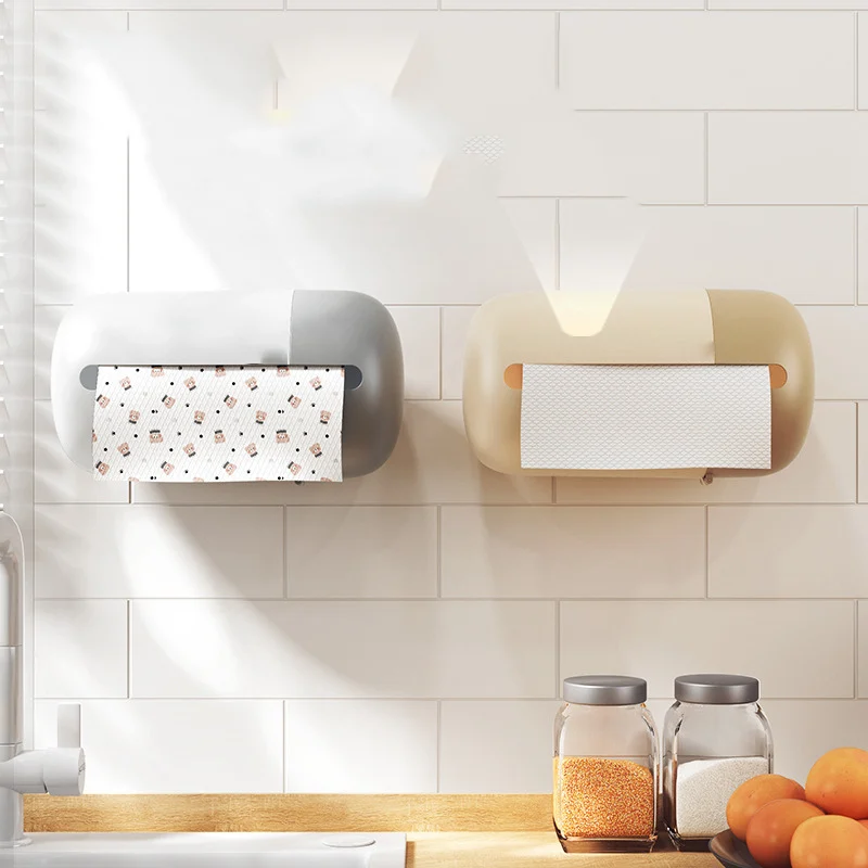 Paper Towel Holder Self Adhesive Wall Mount Kitchen Roll Rack Space Saving Paper Dispenser Waterproof Bathroom Paper Organizer ﻿