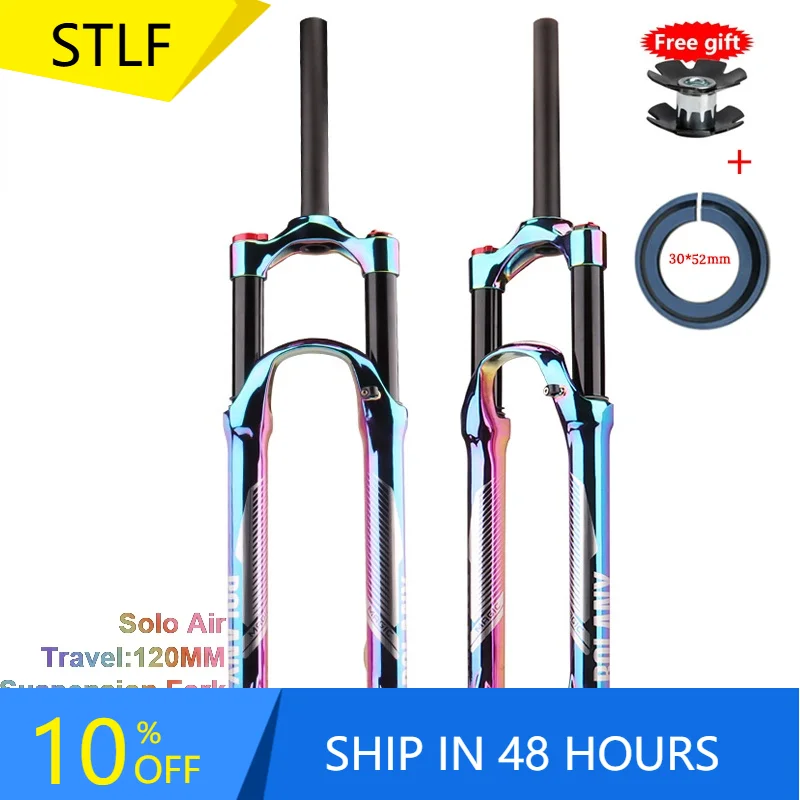 STLF Rainbow 27.5/ 29er Suspension Air Inch Vacuum Plating MTB Bike Fork Aluminum Alloy 120mm for a Bicycle Accessories
