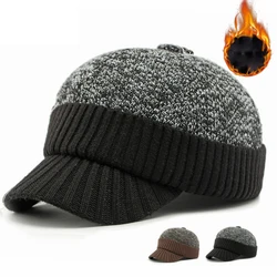 HT4545 Baseball Cap Thick Warm Knitted Baseball Hat Men Women High Quality Dad Hats with Ear Flaps Male Female Ski Earflap Cap
