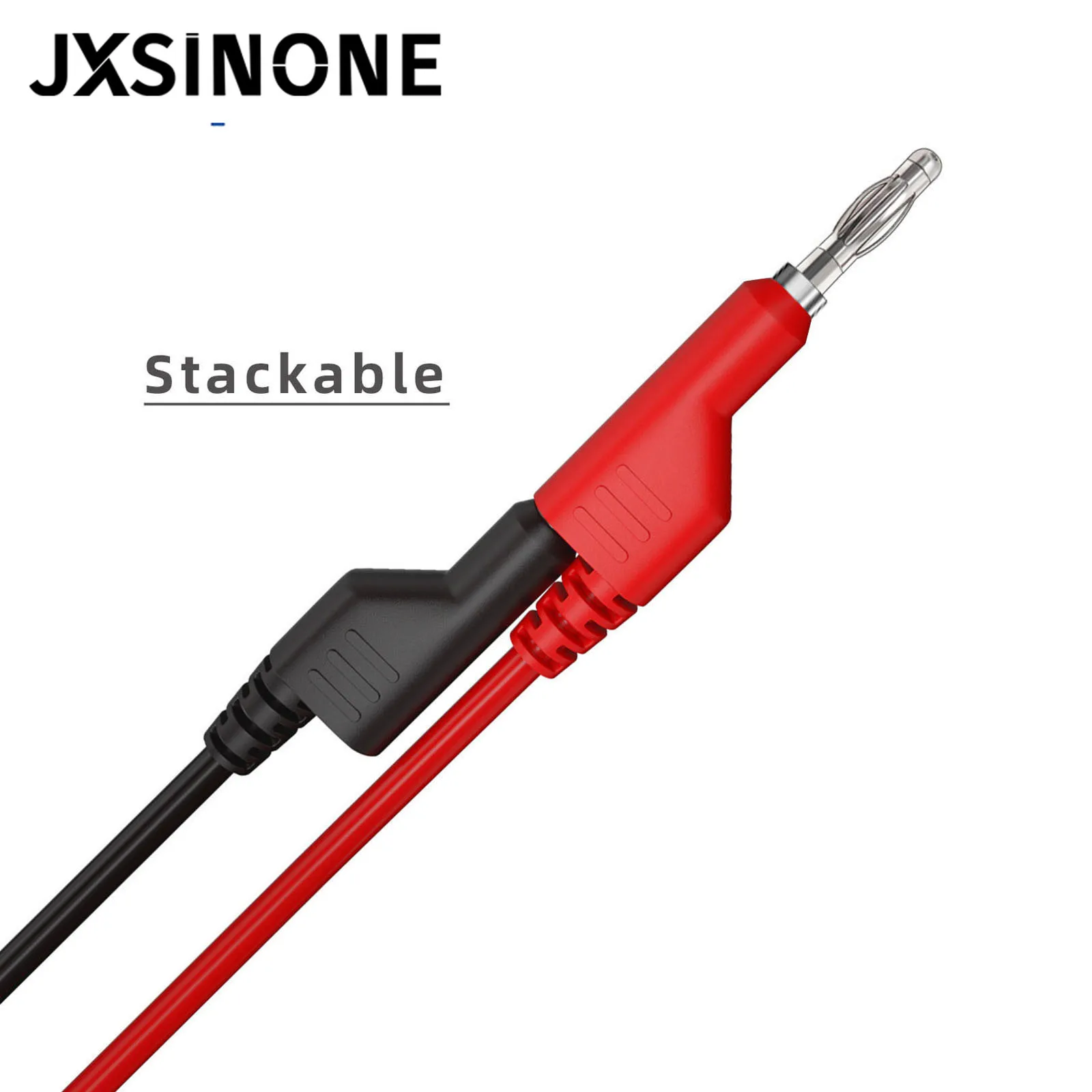 JXSINONE P1036 2PCS Dual 4mm Stackable Banana Plug Multimeter Test Leads 1m Electrical Test Cables Red/Black 1000V 15A