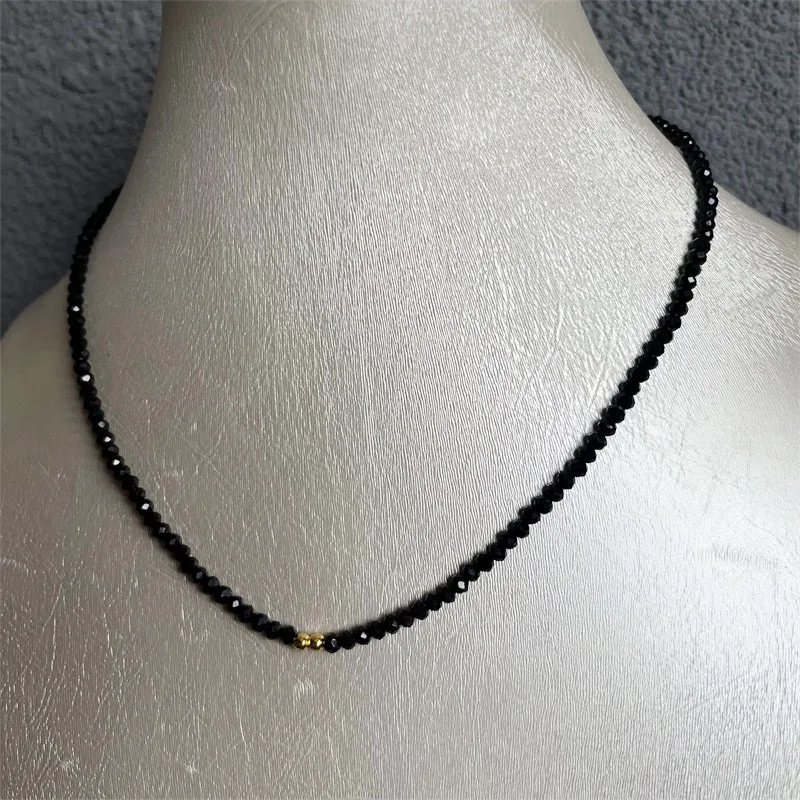 40cm+5cm Fashion Brand Simple Black Spinel Beads Short Necklace Female Jewelry Women Choker Bijoux Femme Ladies Party 2023