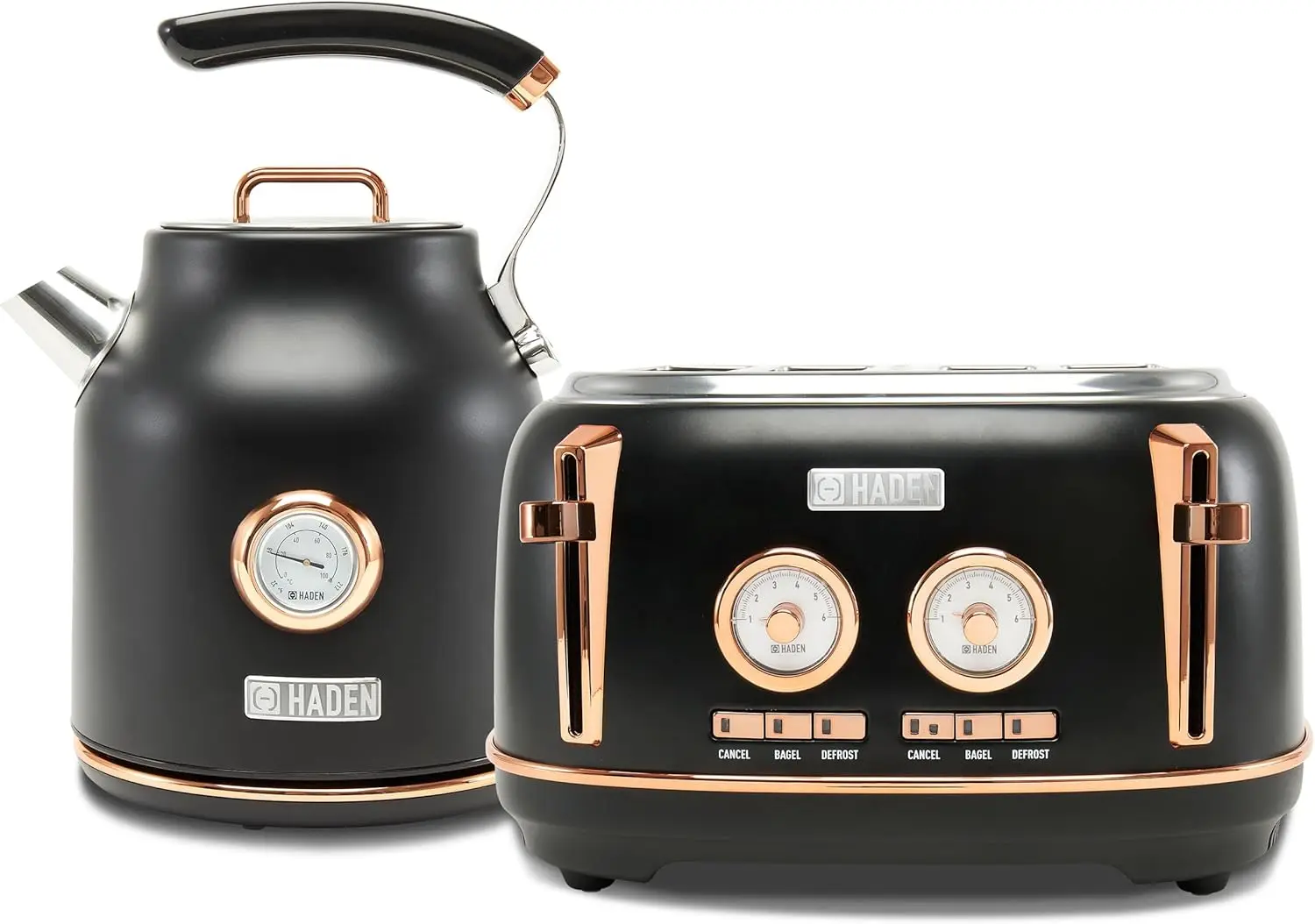 Dorset 1.7리터 스테인리스 스틸 전기 주전자(360도 베이스 포함), 4슬라이스 와이드 슬롯 스테인리스 스틸 토스터, Bl