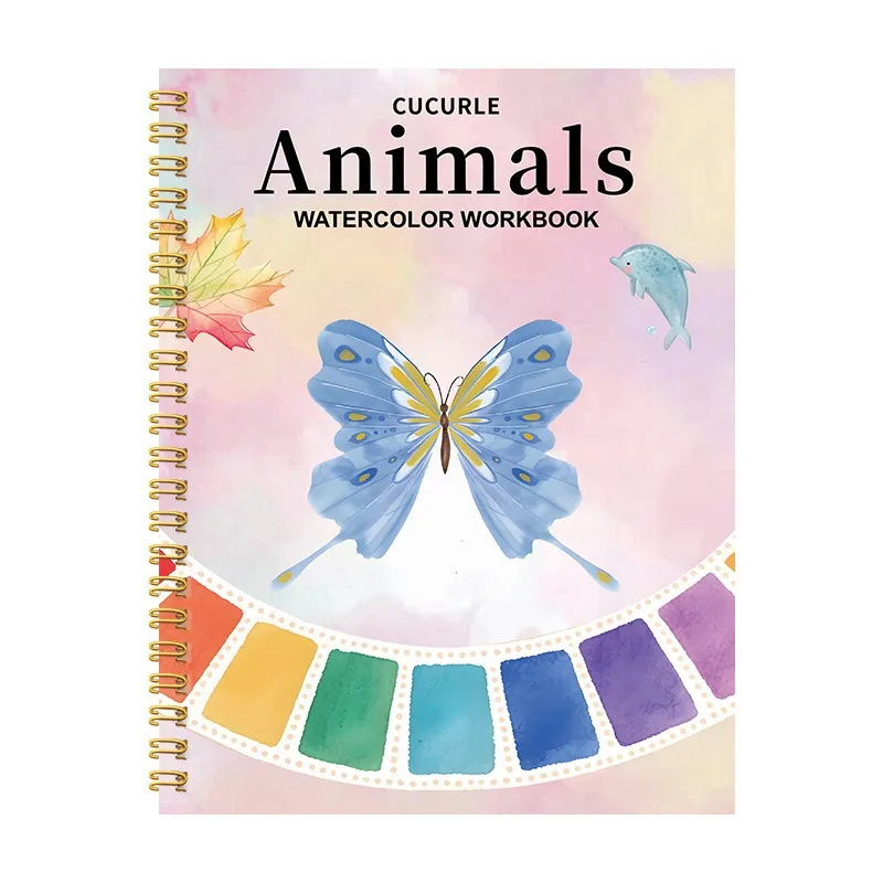 Custom Watercolor Workbook Flower Bird Pattern Coloring Practice Painting Book