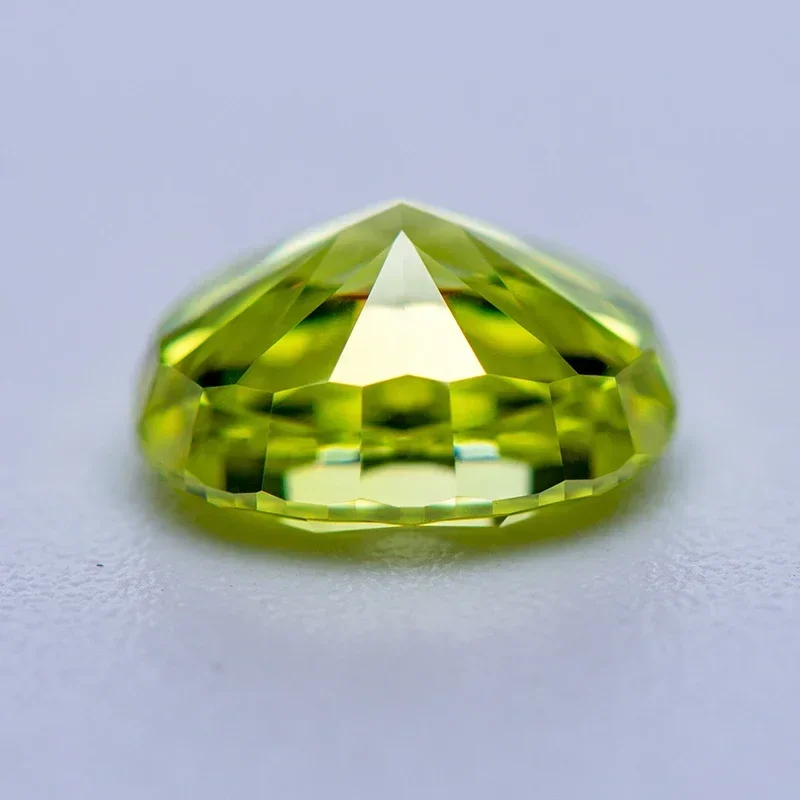 Cubic Zirconia Crushed Ice Cut No Certificate Oval Shape Apple Green Color Charms Beads for Diy Jewelry Making Rings Materials