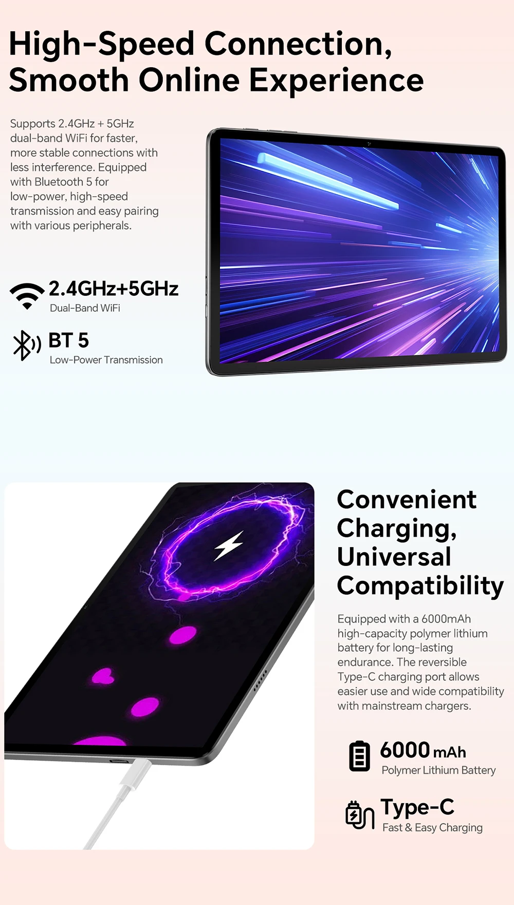 Tablet 10,1 Zoll TECLAST P30T Hülle Android 16 WiFi 3GB+13GB RAM 128GB 120Hz 6000mAh Tastatur-Maus-Hüllen-Set Duale Lautsprecher Gesichtserkennung Widevine L1 Netflix Kindermodus Leichtgewicht GPS – Detail 15