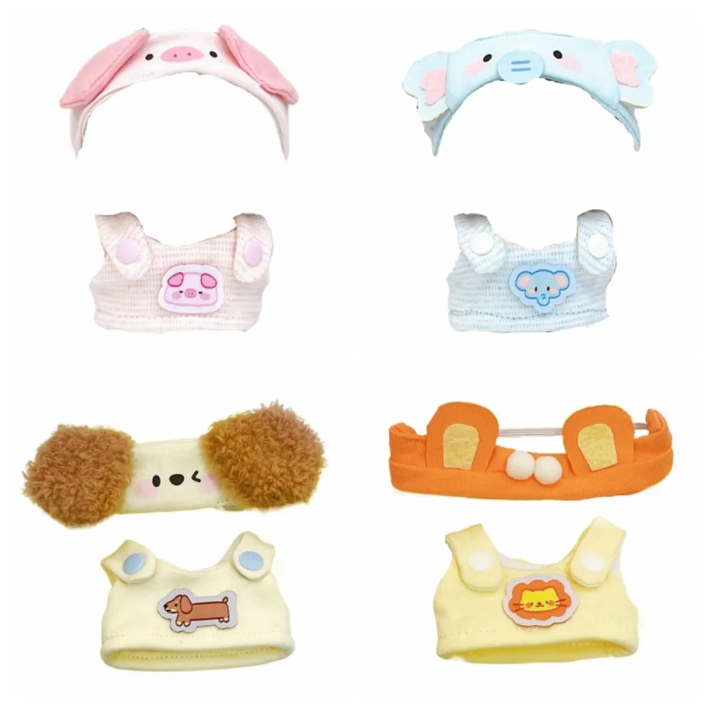 Vestido de alça 10cm roupas de boneca de algodão leão animal boneca roupas terno porco boneca vestir-se conjunto acessórios de boneca