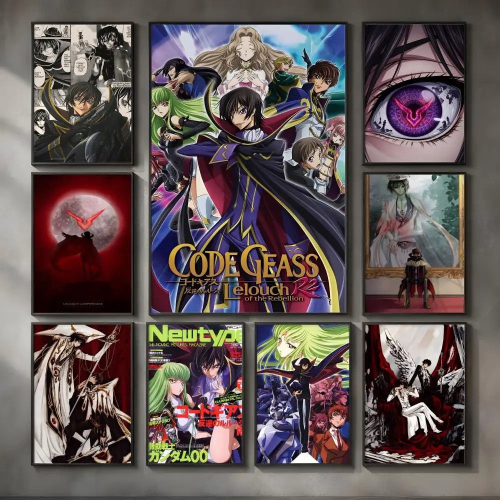 Anime C-Code Geass-s Poster Vintage Self Adhesive PP Wall Art for Living Room Bar Bedroom Home Decor Gift