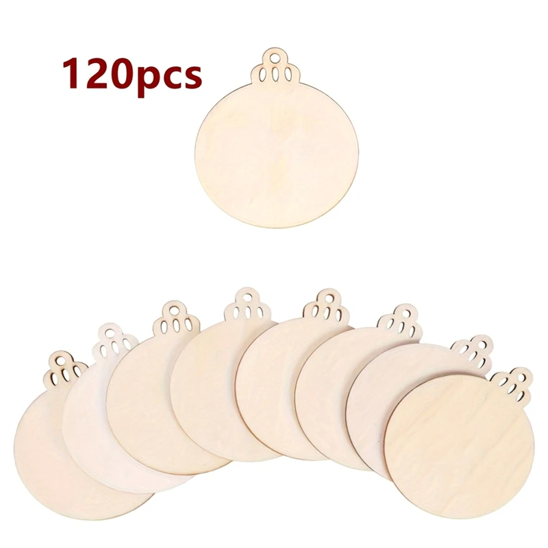 120Pcs Wood Slices 3.5Inch Wooden DIY Christmas Ornaments Unfinished Predrilled Wood Circles For Crafts Centerpieces