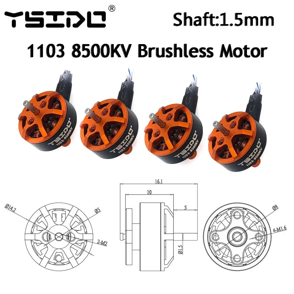 Silnik bezszczotkowy YSIDO 1103 8500KV 1-2s Lipo 1.5mm Shaft do mikrodronów Gemfan HQprop 65mm Propeller Tinywhoop Pavo20 Bassline