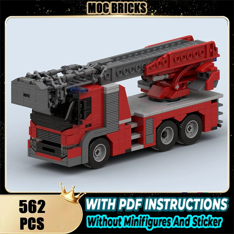 

Moc Building Blocks Deventer Fire Ladder Truck Technology Modular Bricks Model Gifts Christmas Toys DIY Sets Assembly！
