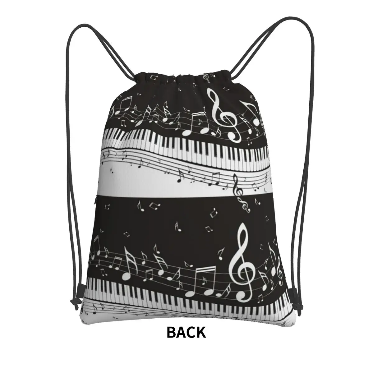 Golden Musical Notes Piano Keyboard Backpacks Fashion Drawstring Bags Storage Bag Book Bags for Man Woman Students