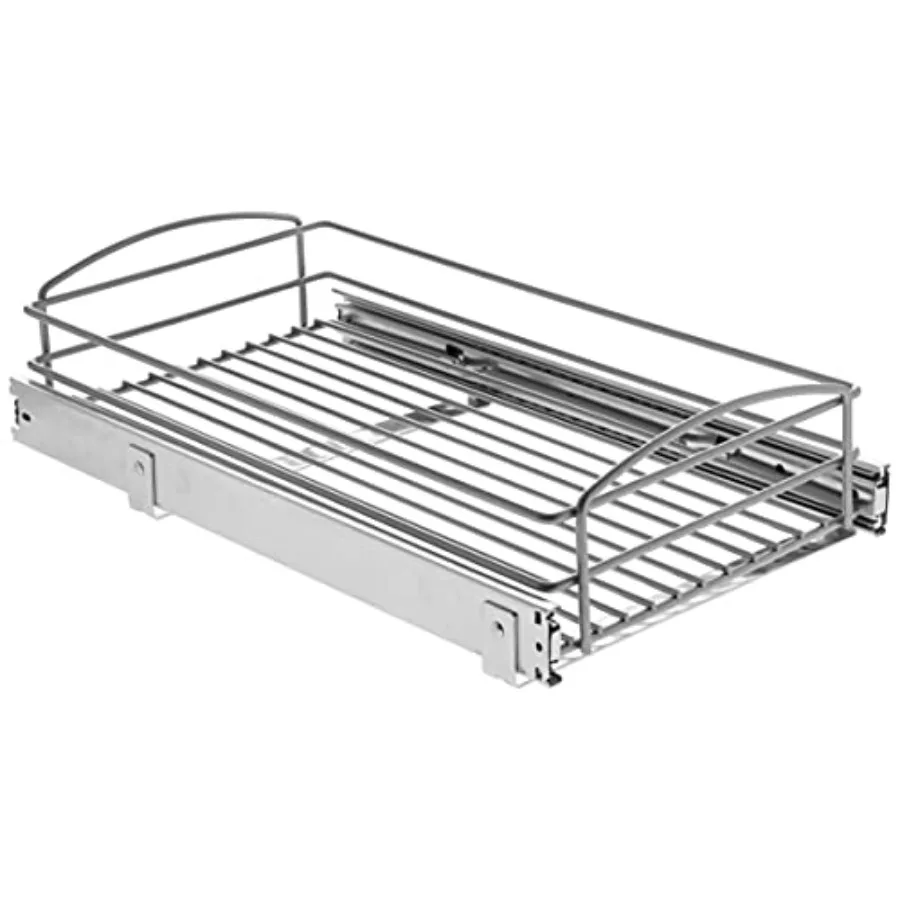 

5 дюймов Высота x 12 дюймов Ш x 20 дюймов. Многофункциональная выдвижная корзина-органайзер для шкафа, серебристая