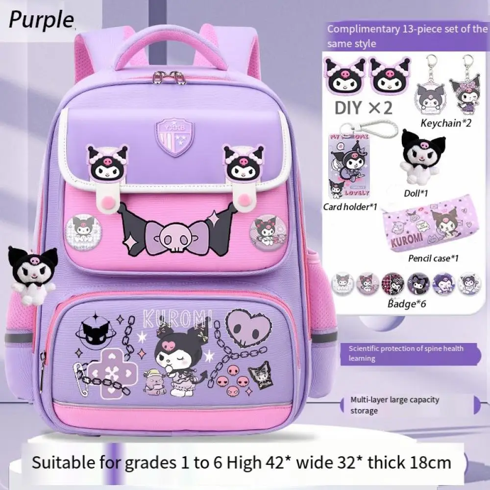 

Kawaii Sanrio Kuromi Girl Student Schoolbag Primary School Middle School Anime Cartoon High Capacity Good Looks Backpack Gift