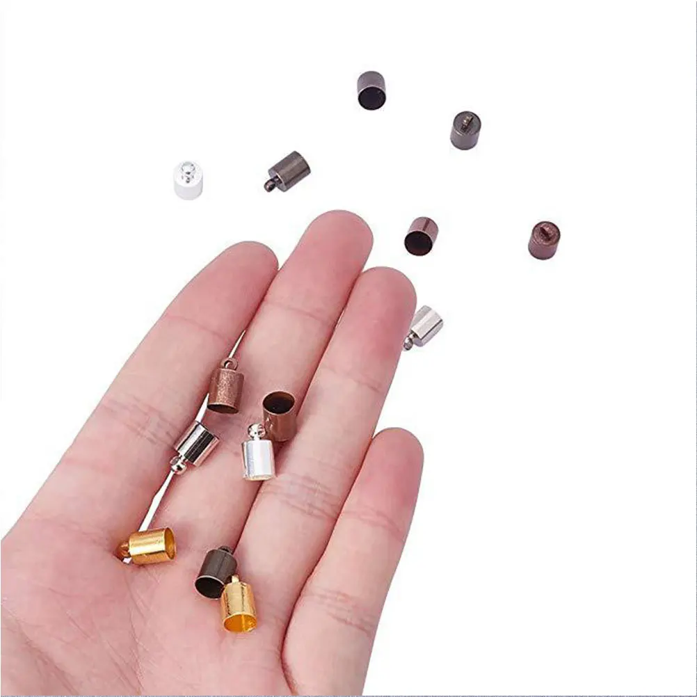 

300pcs 4Mm Brass End Caps For Cord Copper Jewelry Findings Diy Necklace Bracelet Making Kit Handmade Jewelry Parts