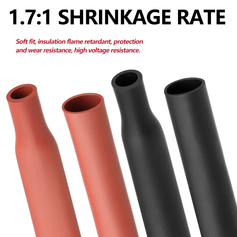 1M Soft Silicone 1.7:1 Ratio Heat Shrink Tube 0.8mm - 30mm High Temperature DIY Wire Protect Repair Wrap Cable Insulated Sleeve