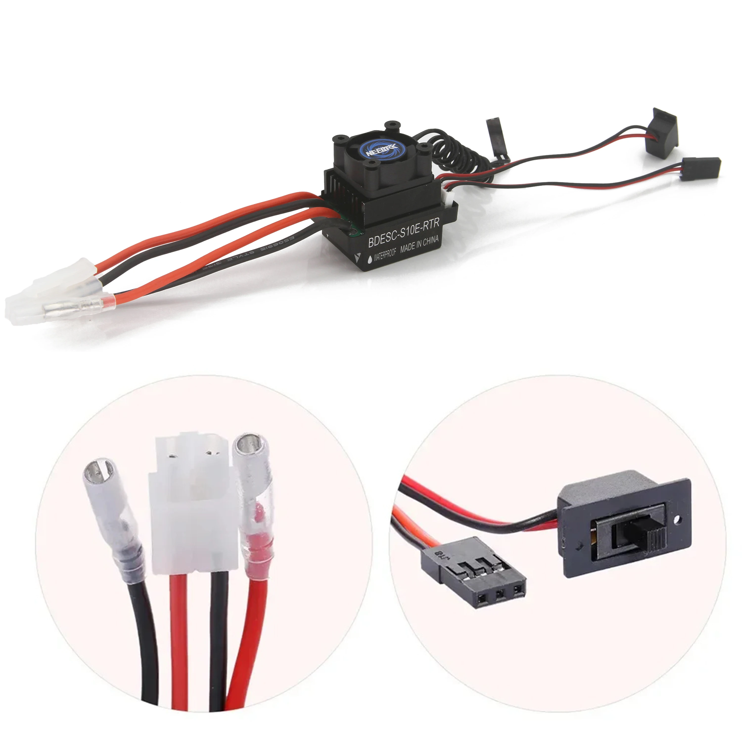 NEEBRC 320A Waterproof 5V/2A BEC 60A Brushed ESC XT60 Electronic Speed Controller 2-3S for 1/10 RC Crawler Car Motor TRX4 Axial