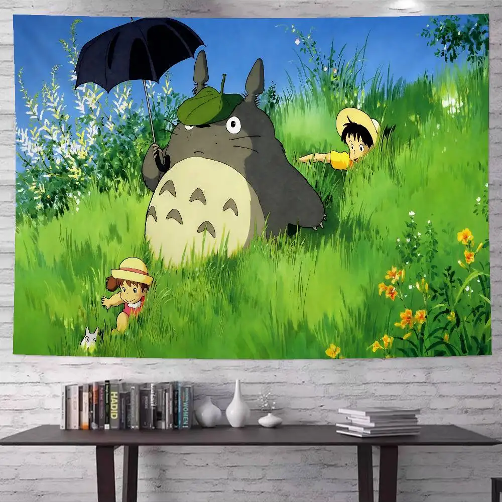 Classic T-Totoro Cartoon Cute Anime Tapestry Hippie Flower Wall Carpets Dorm Decor Wall Hanging Home Decor