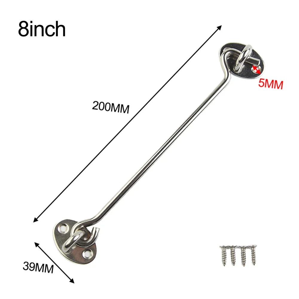 Latch Lock Cabin Hook Holder Shed Gate Door Cabin Hook Catch Holder With Safety Switch With Screws Stainless Steel
