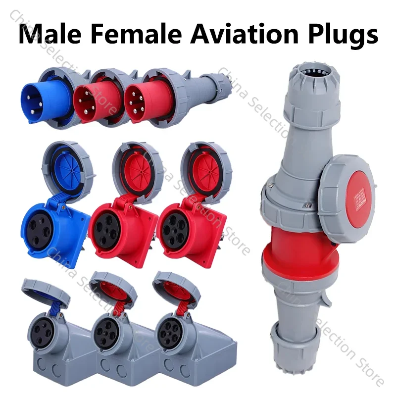 63A 125A IP67 3P/4P/5P التوصيل والمقبس الصناعي موصل كهربائي الحائط المقبس 220 فولت 380 فولت ذكر أنثى #1