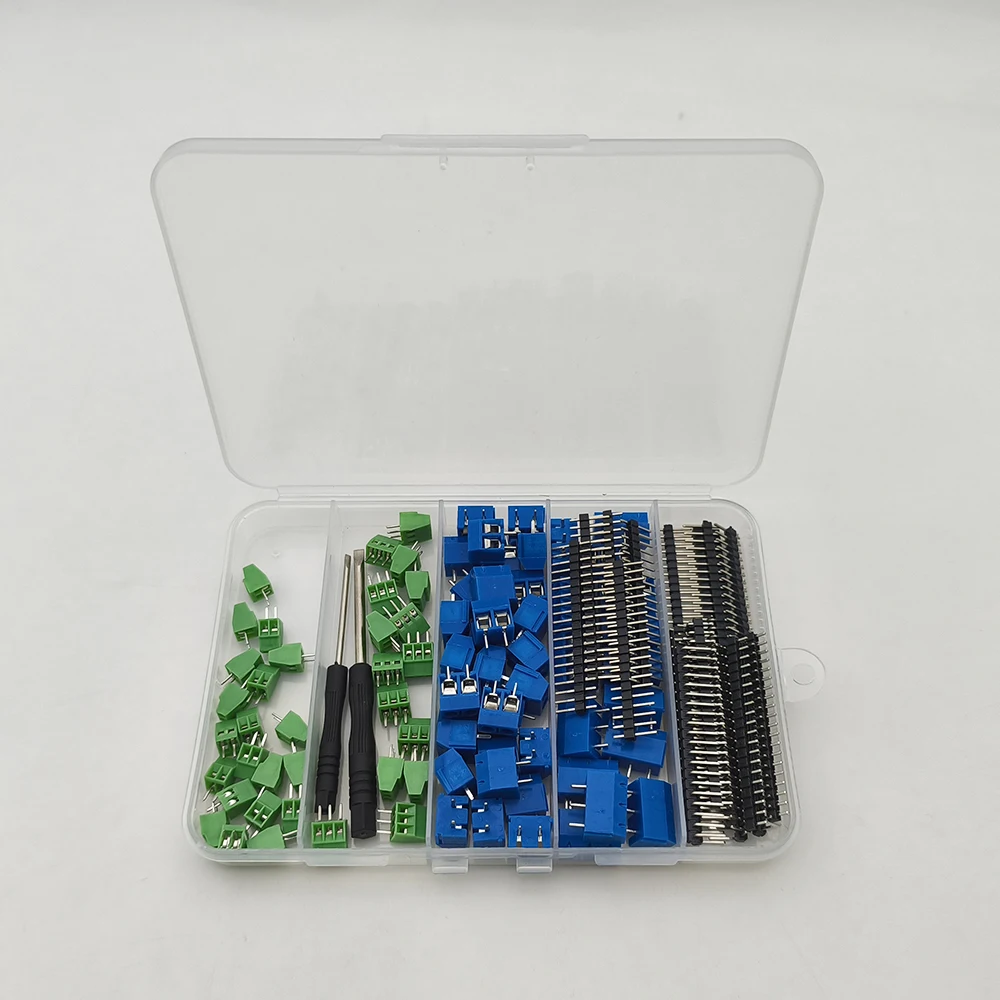 102Pcs/Box KF128-2P 3P KF301-2P 3P PCB Screw Terminal Block Pitch 2.54mm 5.0mm Connector Kit