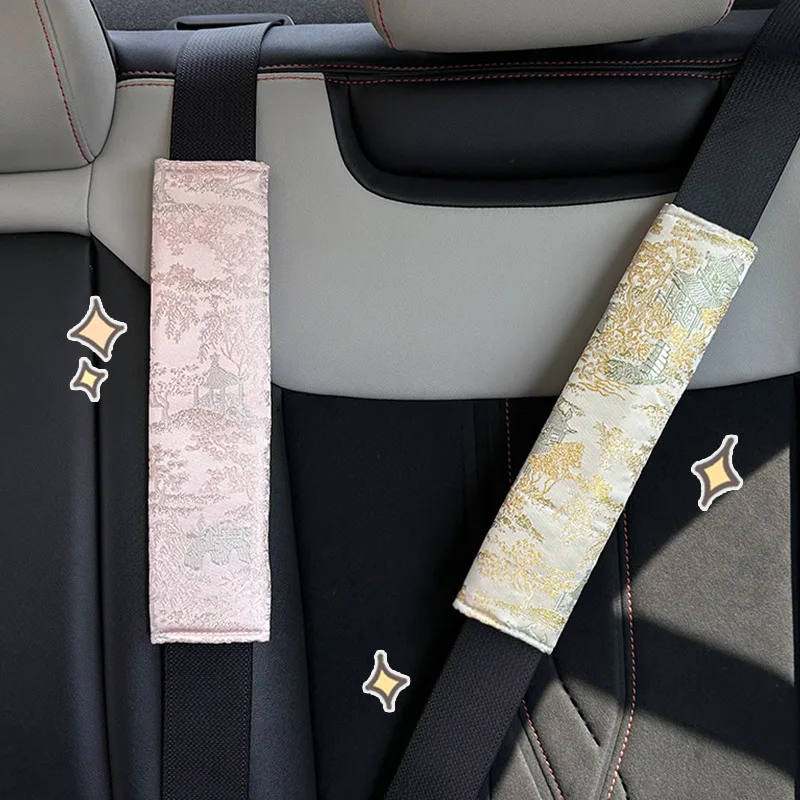 1Pc New Chinese Style Premium Seat Belt Shoulder Cover Universal Anti Pinch Neck Protector Simple Elegant Car Interior Accessory