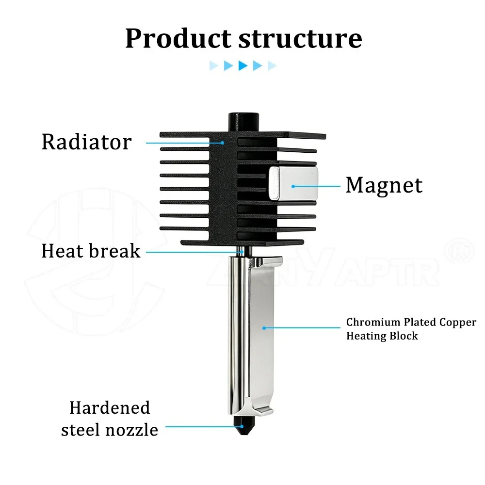 2 Pack Hotend Kit for Bambu Lab A1 / A1 Mini 0.4mm Hardened Steel Nozzle High Temperature Extruder Replacement Parts