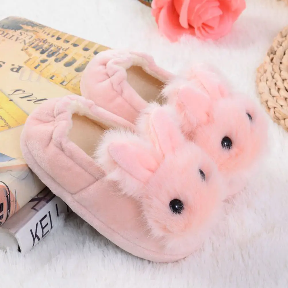 1Pair Kids Bunny Slippers For Children Winter Home Slippers Shape Warm Nonslip Skidproof Comfortable Cotton Autumn