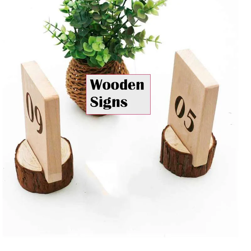 13CM Double Sides Standing Table Numbers Customized Desk Sign Plates Restaurant Cafe Bar Wooden Table Marker Reserved Seat Cards