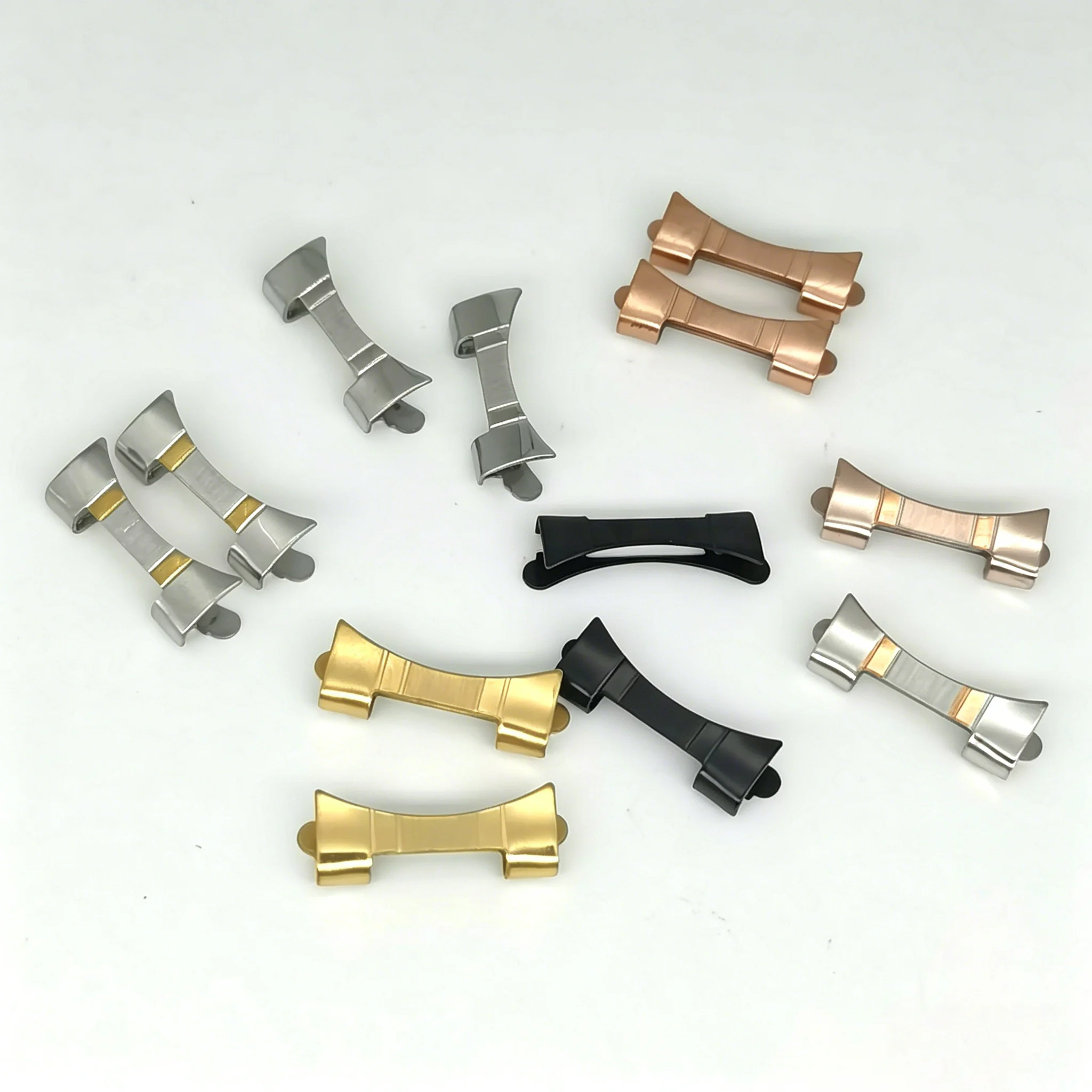 Edelstahl-Armband-Ersatzverbinder Gebogener Endadapter Metall-Uhrenzubehör 14mm 15 16 17 18 19 20 21 22 23 mm 24mm