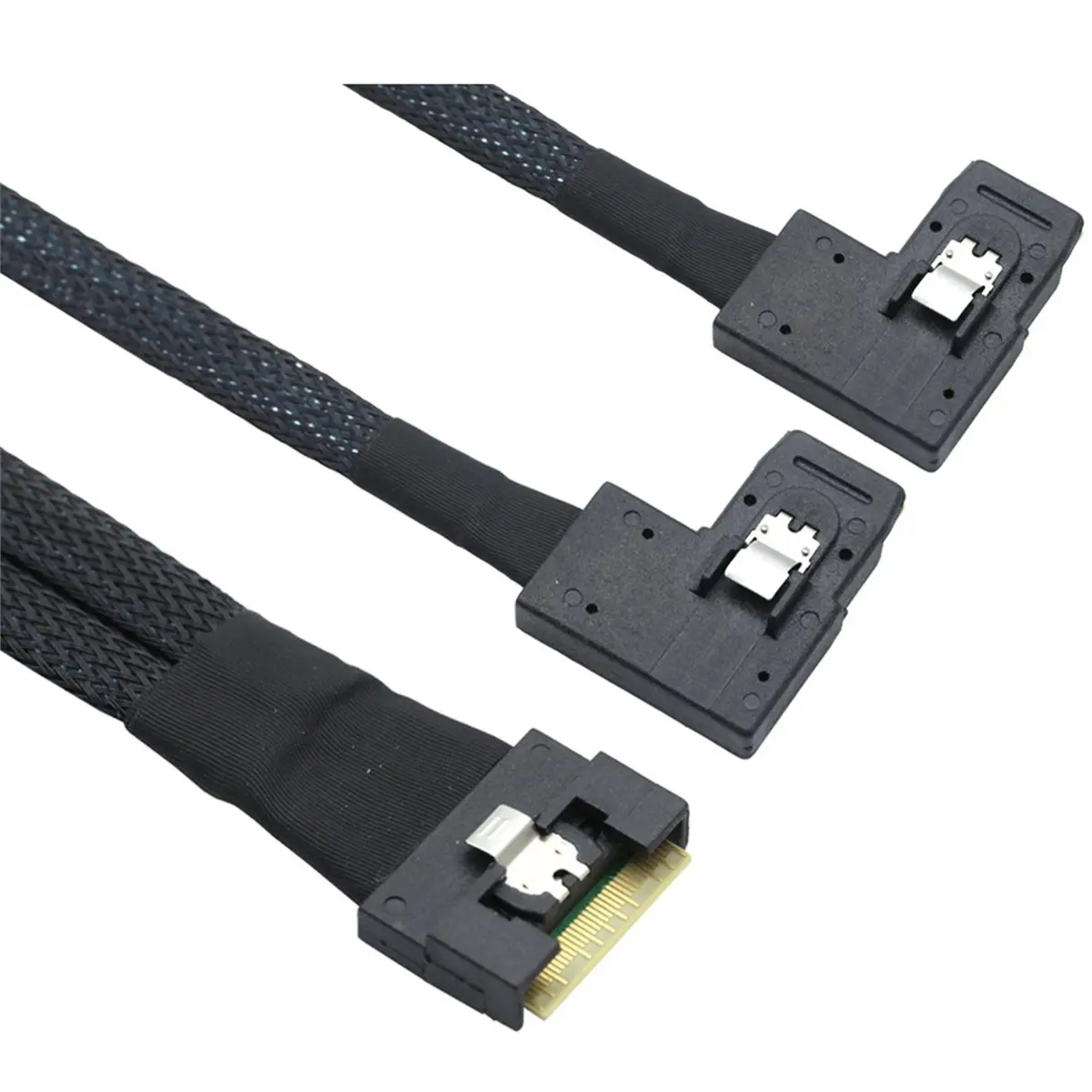 PCI-E GEN 4 Slim SAS 8654 8i to 2 XSAS SFF-8087 Left Bend Server Internal Cable Length 0.5m