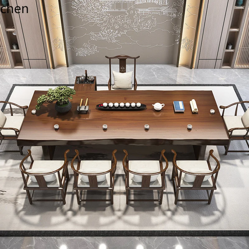 

HYS solid wood tea table modern simple kung fu Chinese home living room zen tea table and chair combination