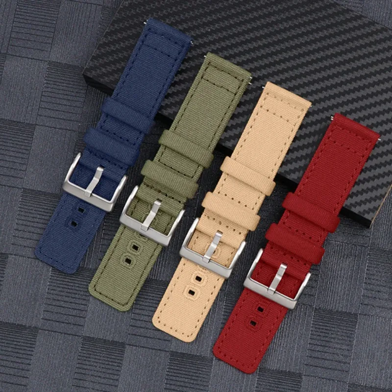 18mm 20mm 22mm Nylon Canvas Strap for Samsung Watch4 5 6 40mm 44mm 45mm Quick Release Braided Bracelet for Huawei for Seiko Belt