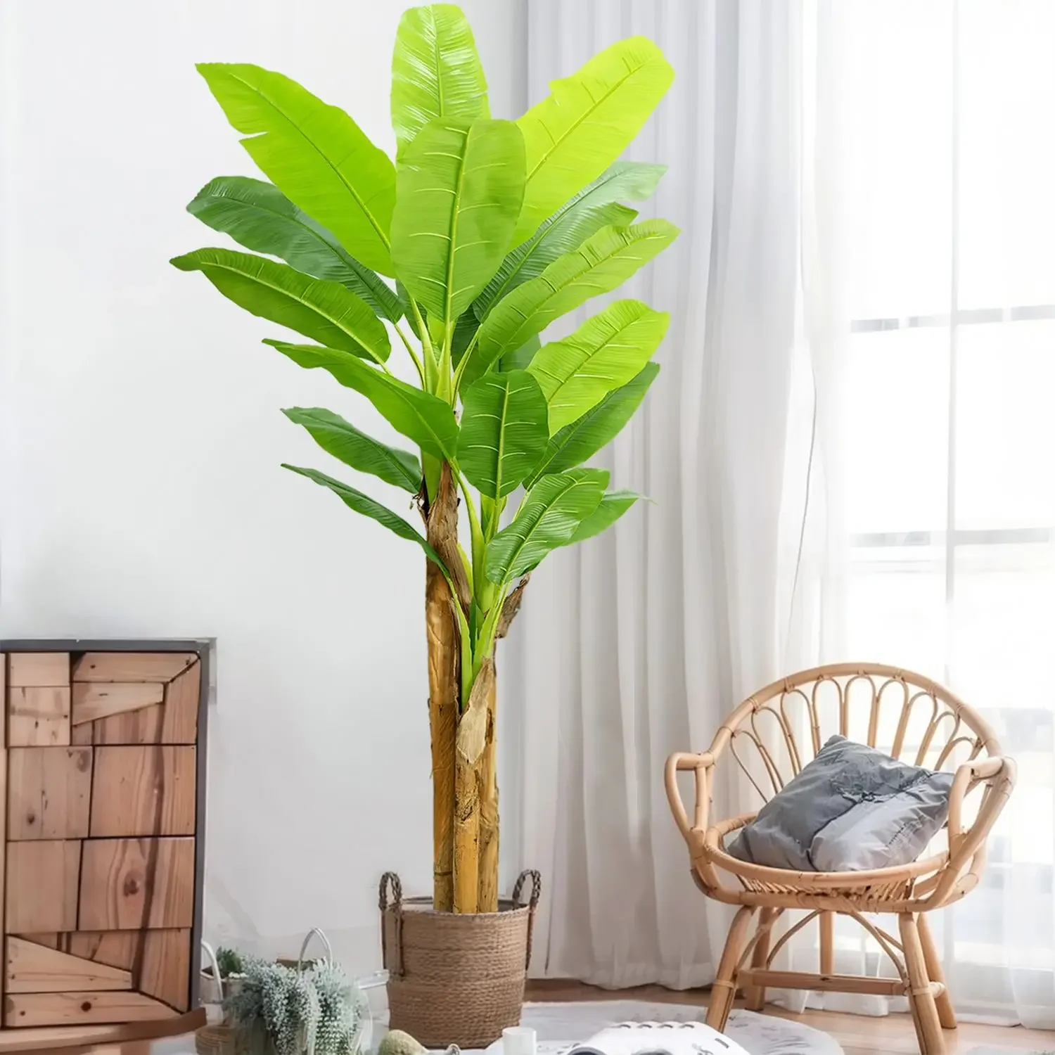 

150CM - 240CM Artificial Banana Tree Large Green Fake Plant Palm Leaves for Room Decoration or Outdoor Tropical Plant Decoration