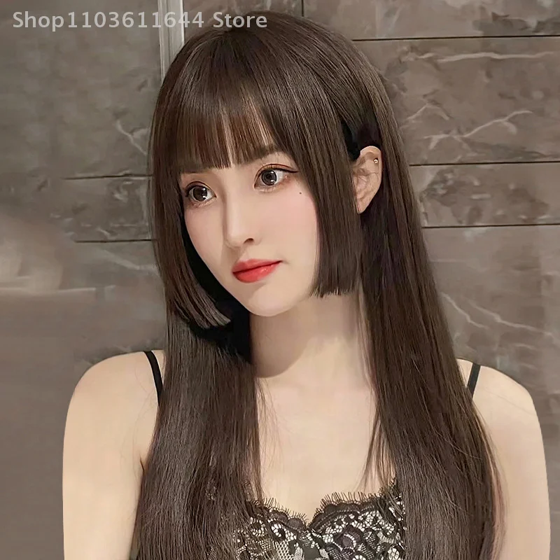 ยาวธรรมชาติตรงวิกผมโลลิต้าบางคอสเพลย์ปาร์ตี้ฮาโลวีนคริสต์มาสฮาราจูกุวิกผม