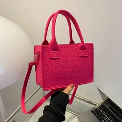 Mini bolso de mano de fieltro con textura de piedra para mujer, bandolera de hombro pequeña, cuadrada, Popular, otoño e invierno, novedad de 2024